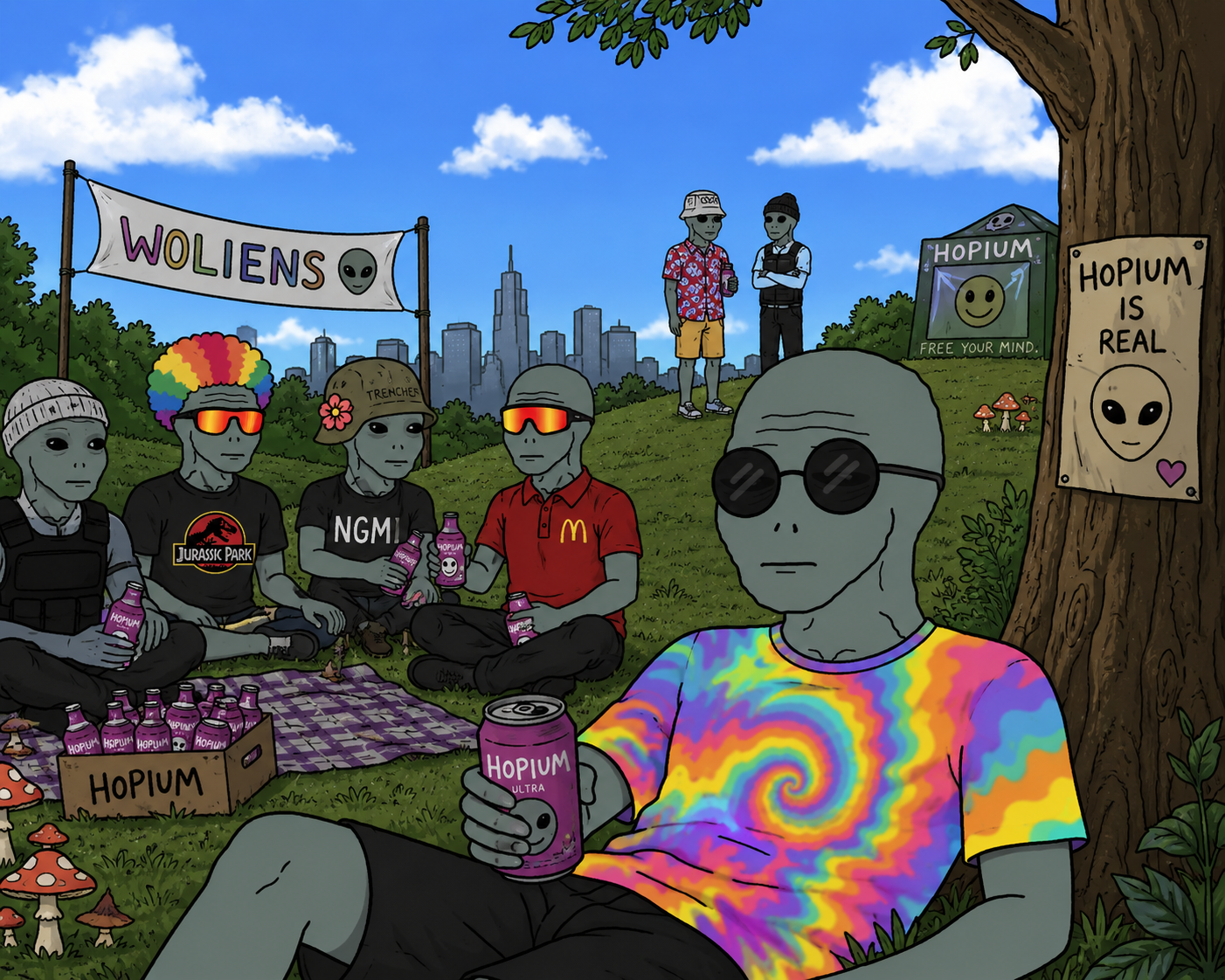 Woliens relaxing in the park with Hopium
